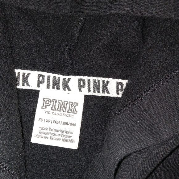 PINK Black Lace Sleeve Velvet Cropped Hoodie size XS - Picture 10 of 10